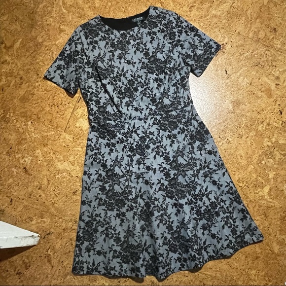 Lauren Ralph Lauren Houndstooth Plaid Floral Dress Sz 10 - Picture 10 of 13